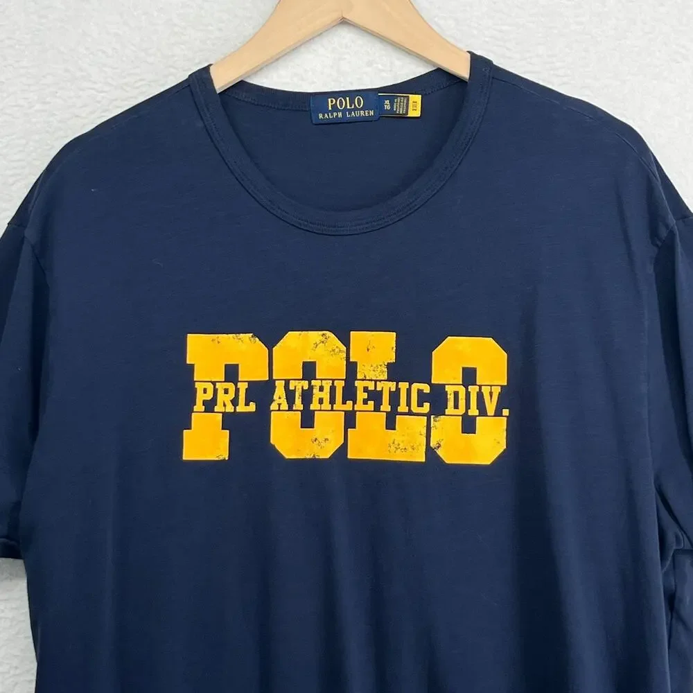 POLO RALPH LAUREN Shirt Mens XL PRL Polo Athletic Div Short Sleeve Cotton Blue